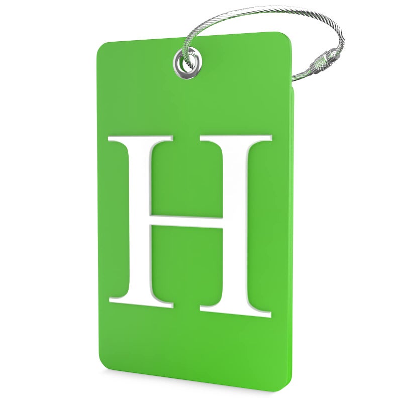 Shacke Luggage Tag Initial â€“ Fully Bendable Tag w/Stainless Steel Loop (Letter H) - Image 1